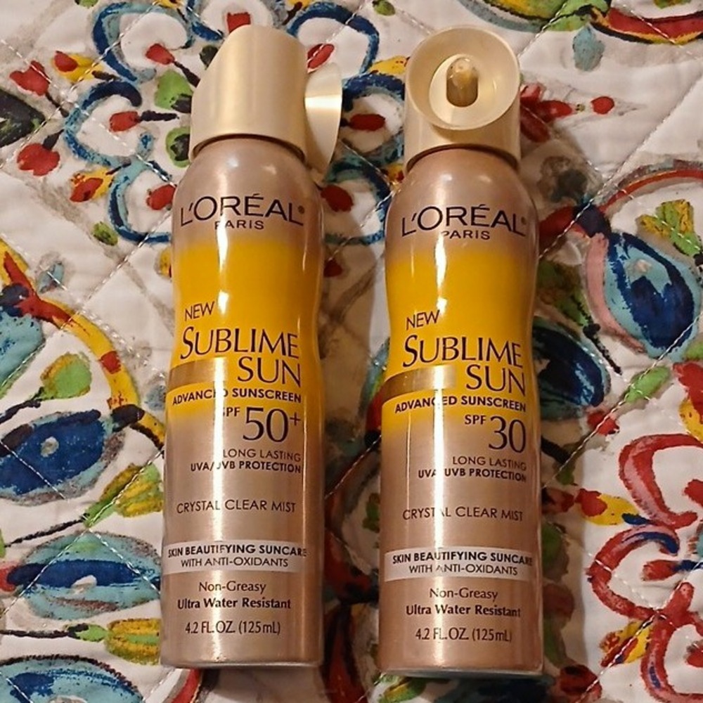 L'Oreal Paris Sublime Sun SPF 30 & 50+ Crystal Clear Mist Sunscreen Lot of 2